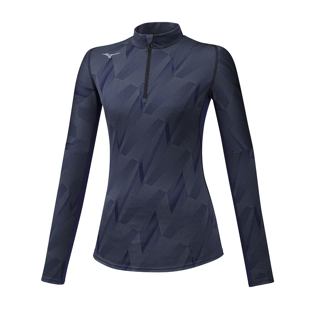 Sudaderas Mizuno Jacquard Graphic HZ Mujer Azul Marino España DYBV-51290